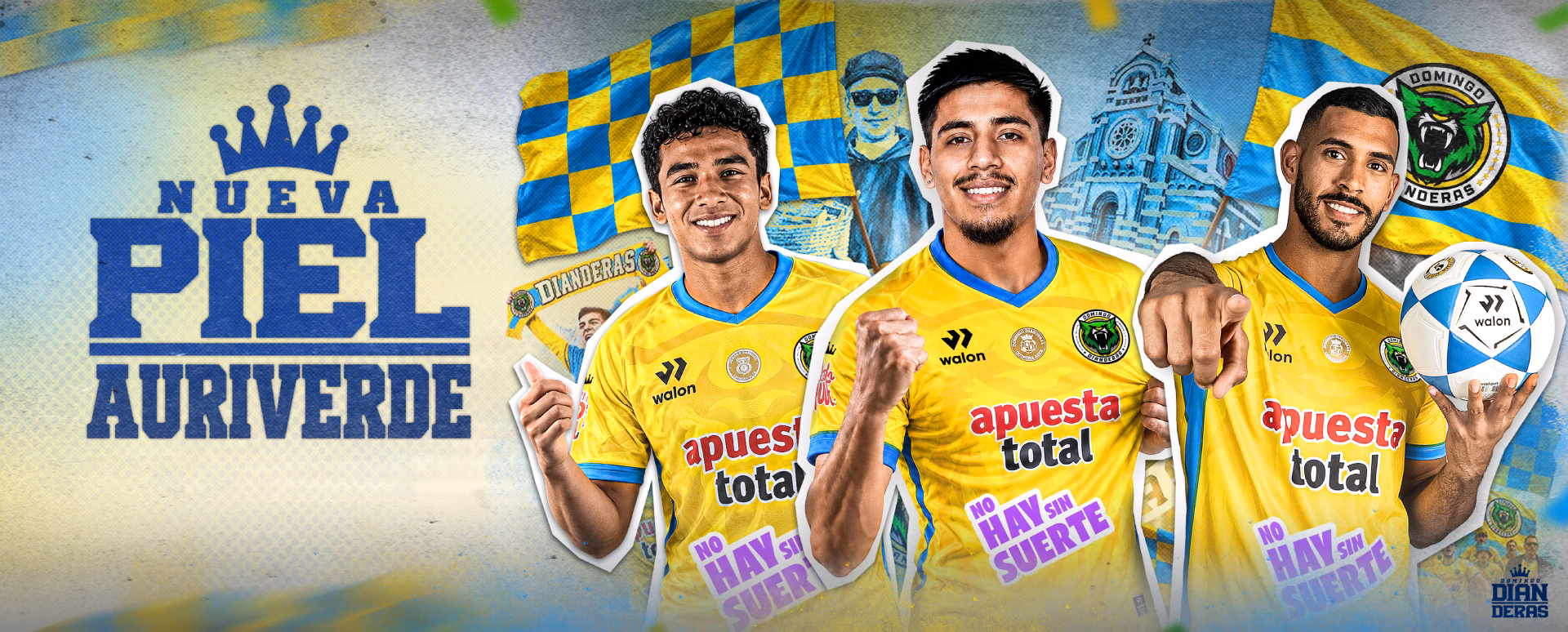 Nueva Piel Auriverde: camiseta de fútbol oficial Domingo Dianderas 2026 para hombre de Walon