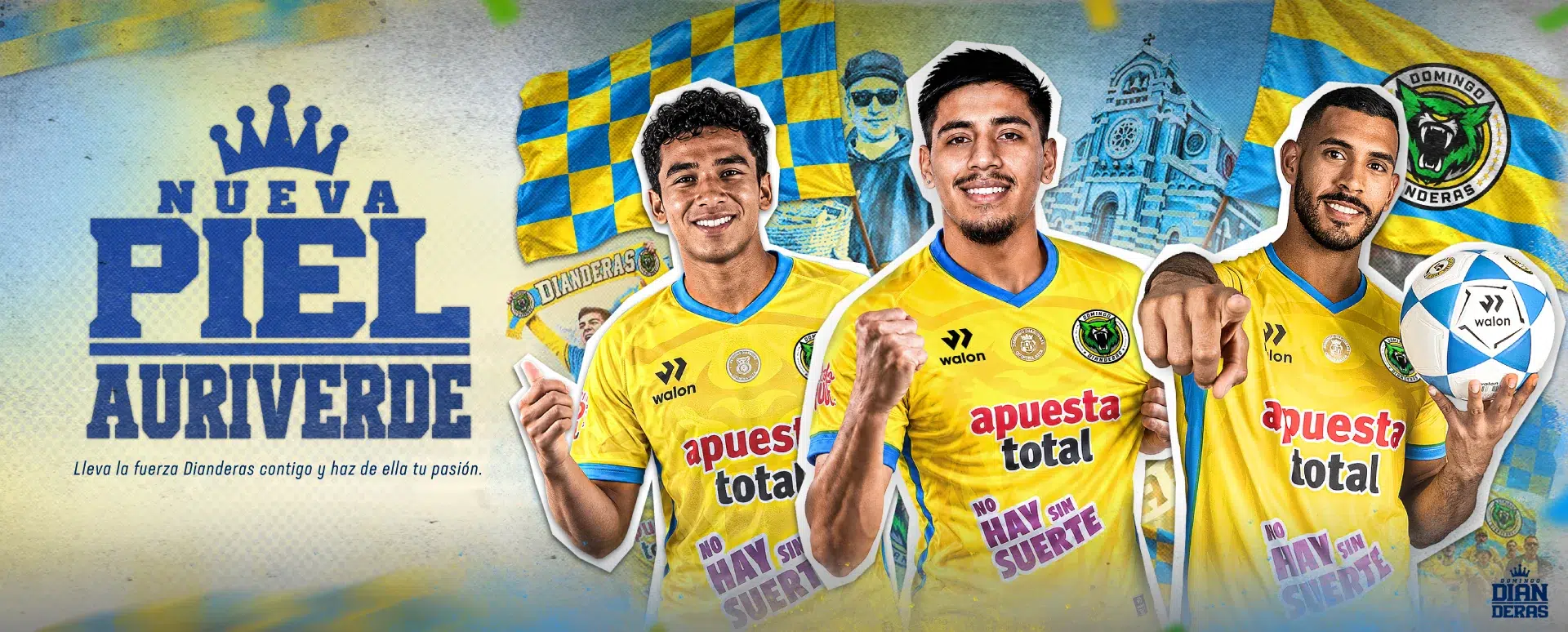 Nueva Piel Auriverde: camiseta de fútbol oficial Domingo Dianderas 2026 para hombre de Walon